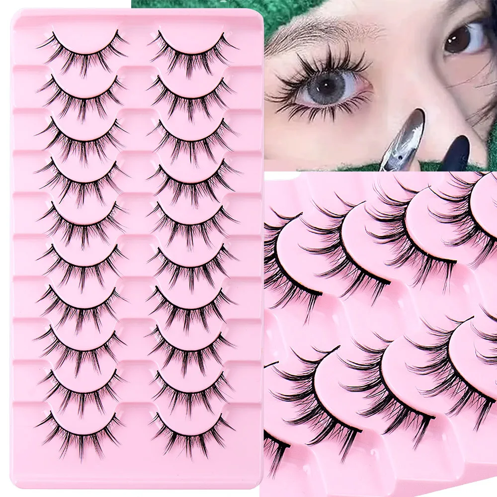 

10 Pairs False Sunflower Lashes Natural Korean Makeup Soft Volume Cross Strip Eyelashes Extension for Beauty Daily Wear