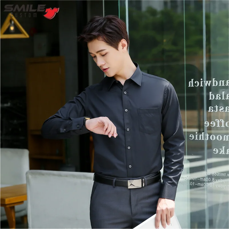 Casual Long Sleeve Business Shirt Custom Logo Company Personal Career Shirt Print Brand Design Comfortable Work Polo Embroidery
