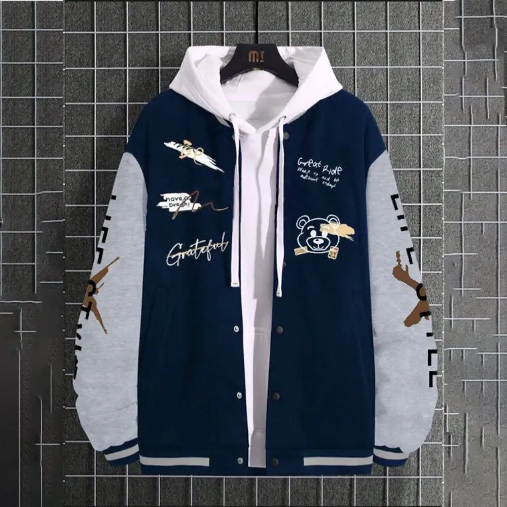 Sweatshirts Baseball Uniform Men's Jersey Stand Collar Coats Male Casual Sportswear Boy Button Tracksuits Jacket Loose Outerwear