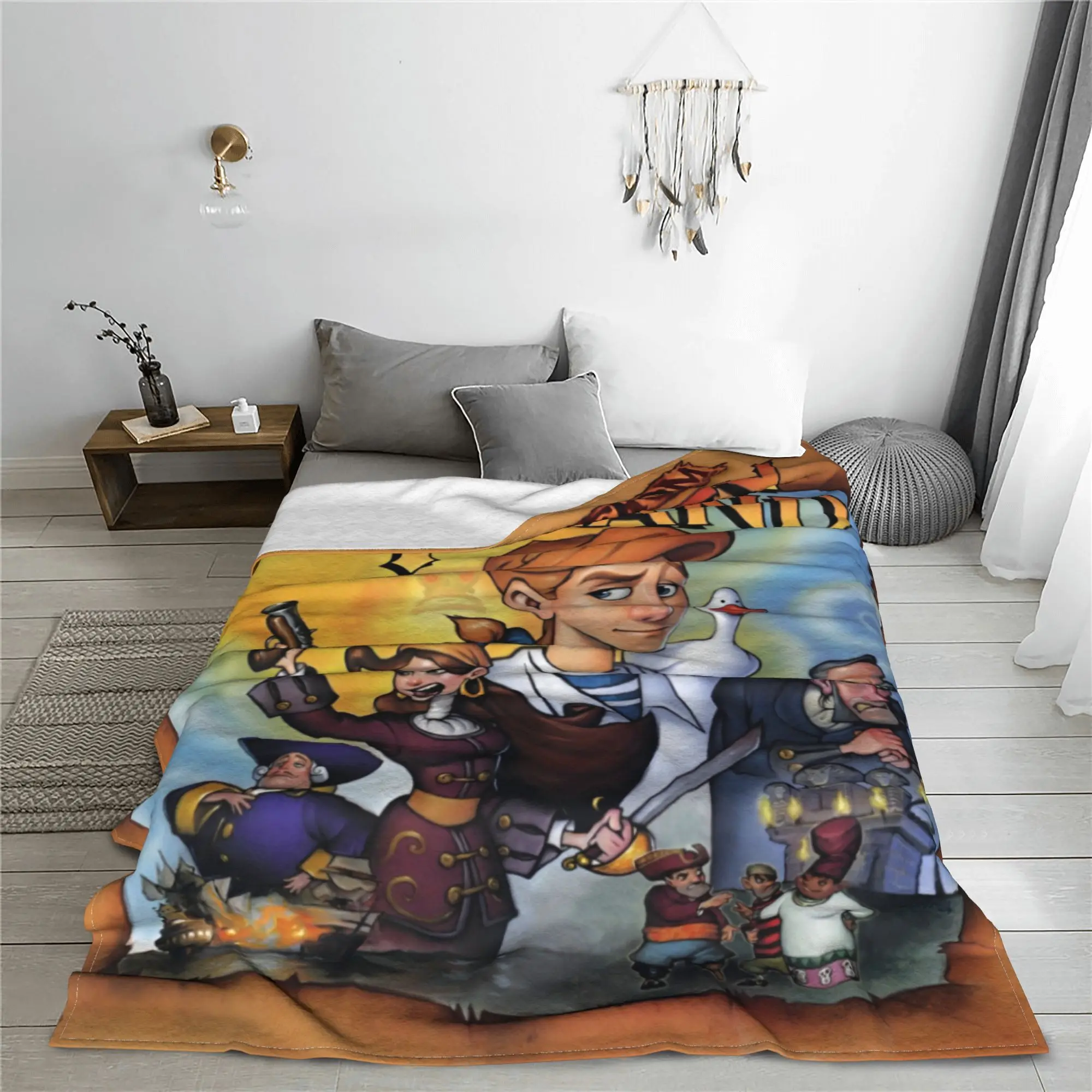 The Secret of Monkey Island Blanket Flannel Printed Funny Game Multifunction Super Warm Throw Blankets for Outdoor Throws Quilt