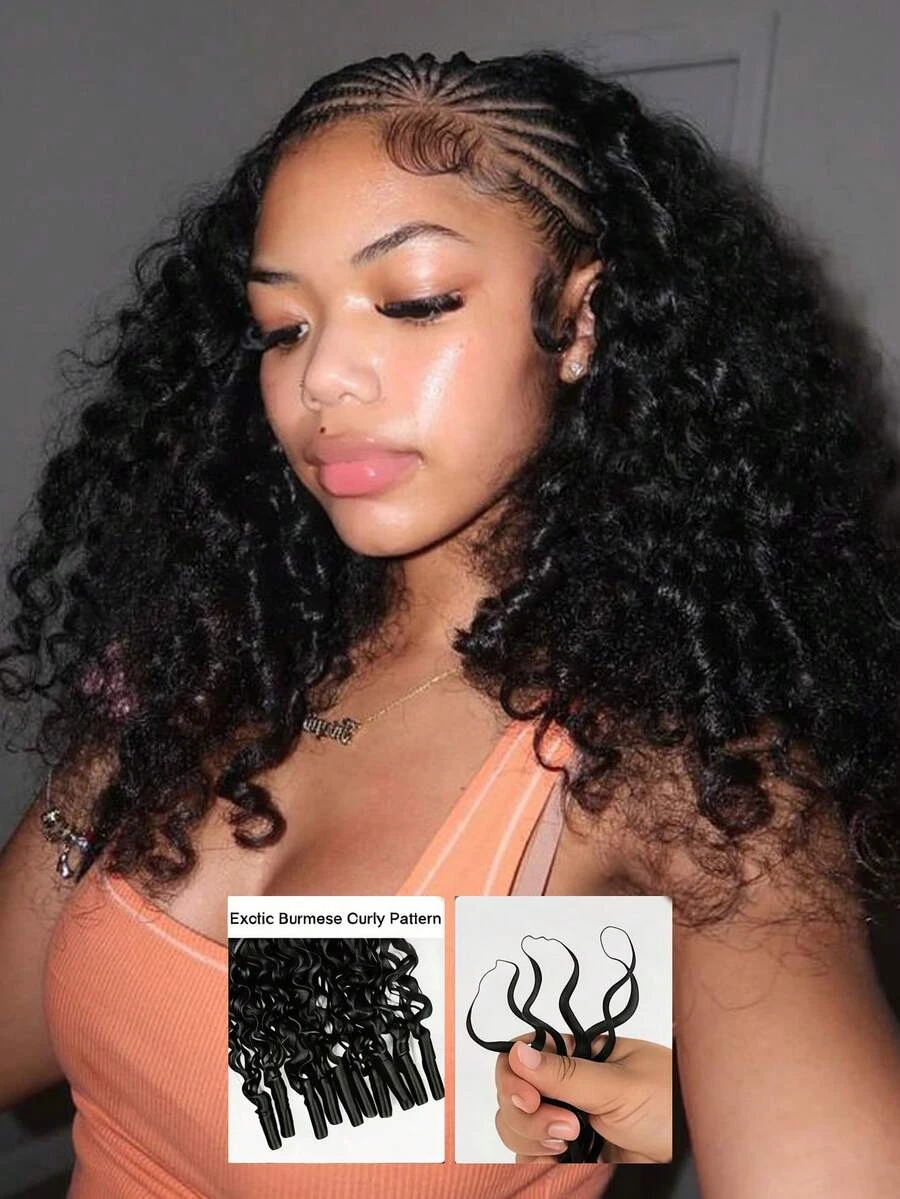 

16A Burmese Curly Crochet Human Hair Loose Deep Wave Human Hair Crochet Miracle Knots Feathered Human Crochet Hair Extensions