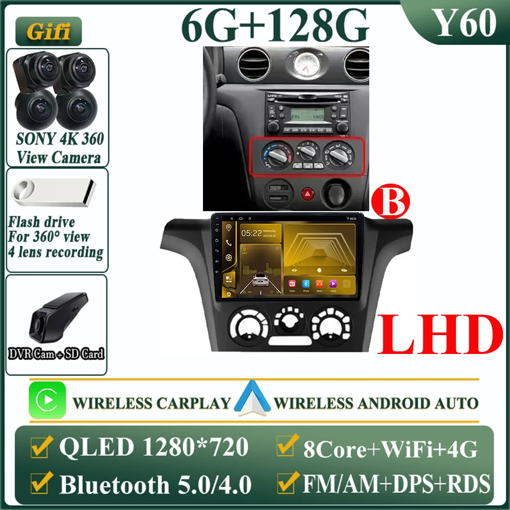 2K Android 16 autoradio voor Mitsubishi Outlander 1 2002-2008 multimediaspeler GPS navigatie Carplay split screen 2K