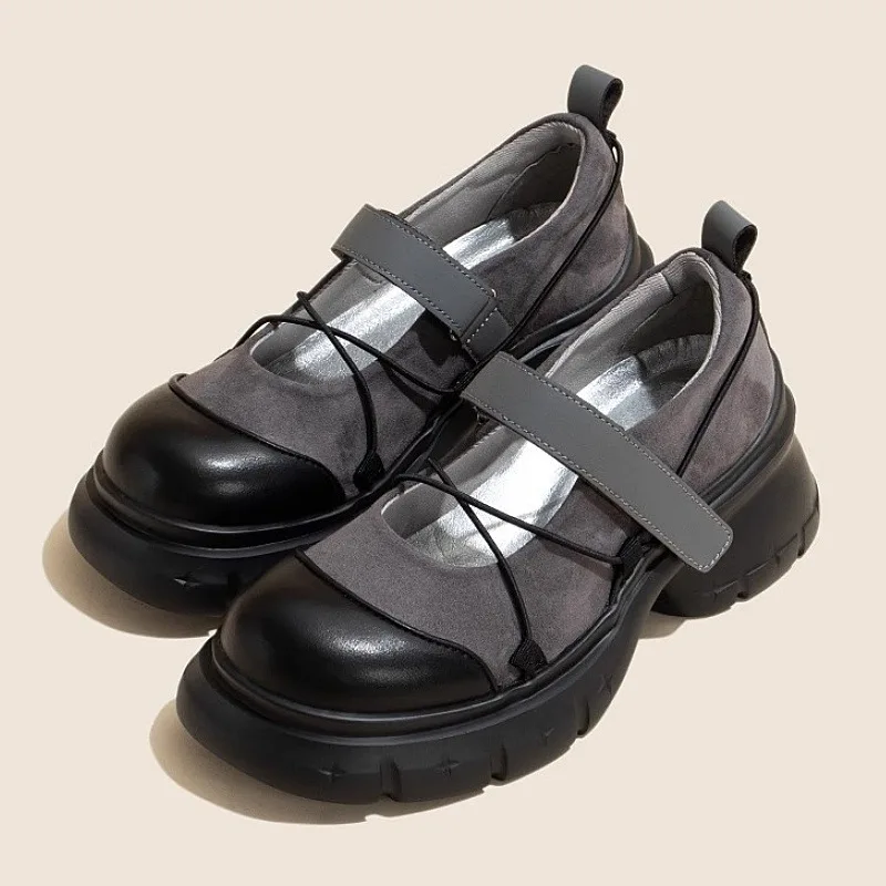 Retro Woman Shoes Casual Female Sneakers Clogs Platform Flats Modis All-Match Creepers Summer Cross Dress 2024 New Mary Janes Ru
