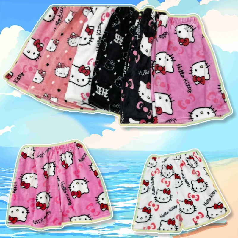 

Anime Sanrio Hello Kitty Kuromi Y2K Kawaii Flannel Pajamas Women'S Warm Woolen Cartoon Casual Home Pants Winter Fashion Trousers