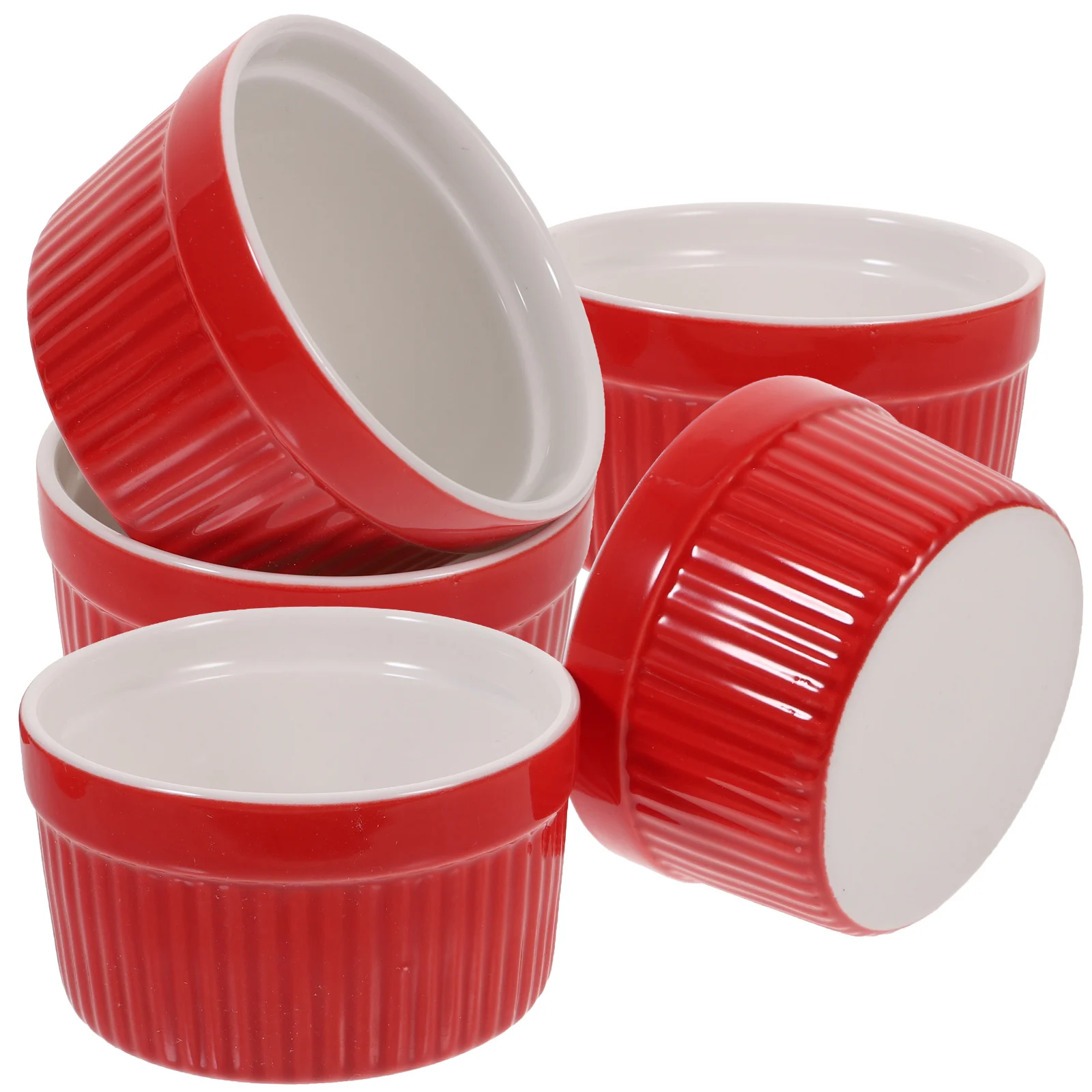 

5Pcs Ceramic Baking Bowls Perfect Home Gifts Friends Home Kitchen Soup Rice Dessert Red Ceramic Rice Bowl Small Bowl