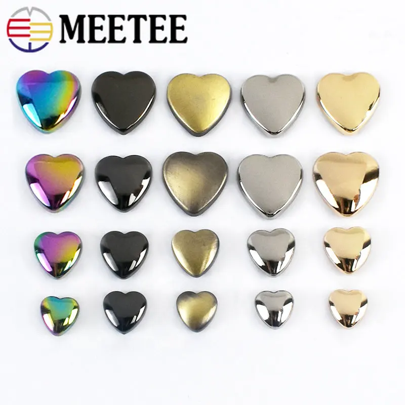 10/20/30Pcs 8-14mm Metal Rivet Nail Buckles for Bags Strap Heart Screw Studs Buckle Handbag Purse Hooks DIY Bag Accessories