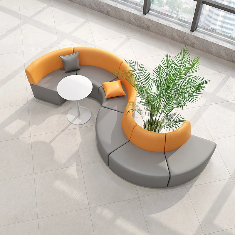 

Modern Curved Seating Office Sofa Set for Office Reception Waiting Area Creative Sales Office Exhibition Hall Lobby Rest Space