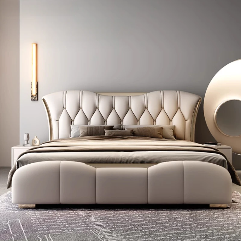 

Design Luxury Modern Double Bed Storage Leather Adults King Size Double Bed Loft Queen Camas De Dormitorio Bedroom Furniture