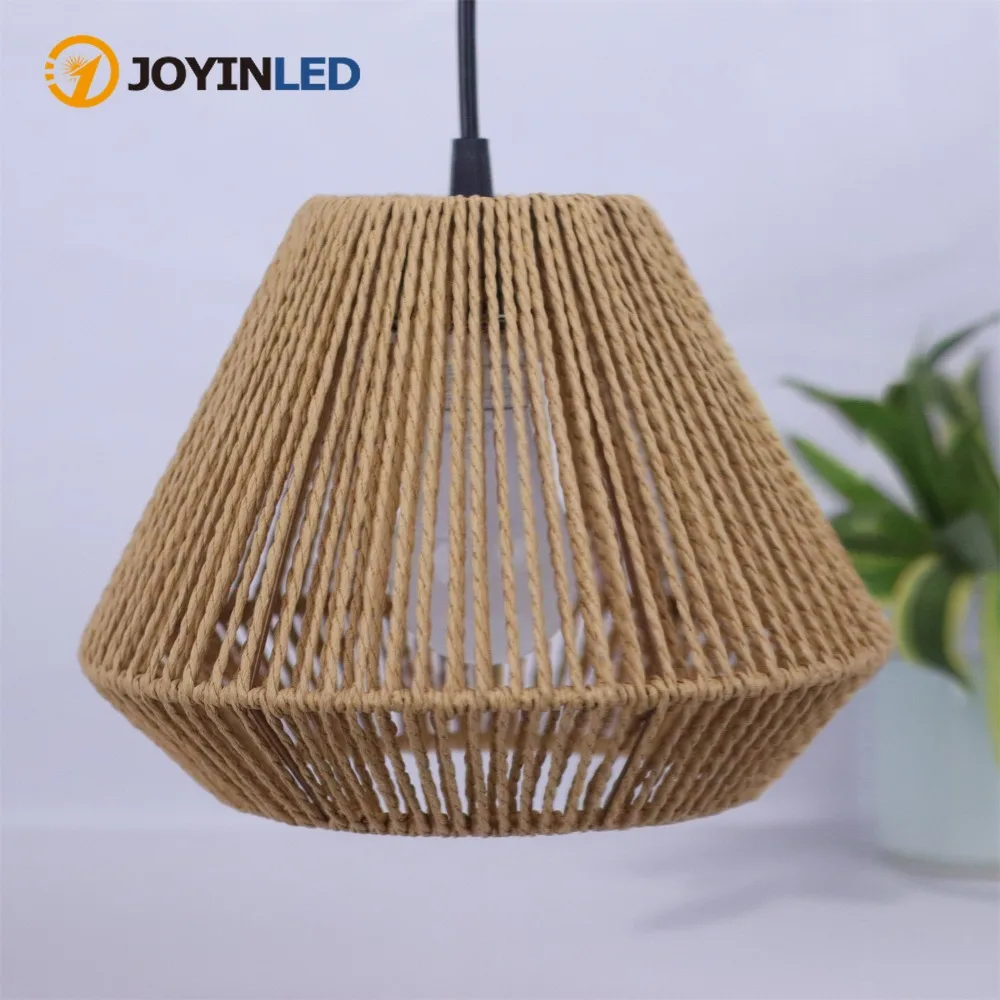 

Подвесной светильник JOYINLED с плетеным абажуром ручной работы, в деревенском стиле, для дома, гостиной, столовой