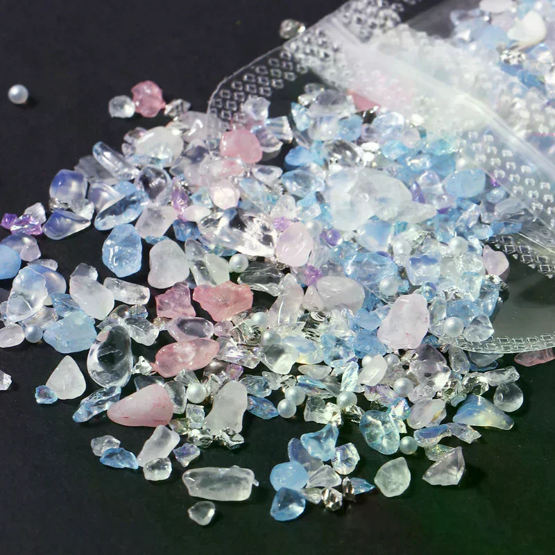 Irregular Nail Crystal Gravel Glass Crushed Stones Jade For Nails Decoration Accessories Parts Manicure Rhinestone Charms 1 Pack