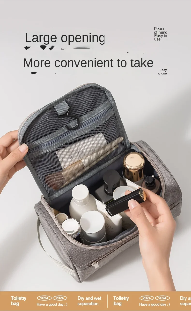 Wasserdichte Männer Kosmetische Lagerung Tasche Hohe Kapazität Nylon Reise Kulturbeutel Organizer Hängen Frauen Zipper Make-Up Waschen Beutel – Detail 6