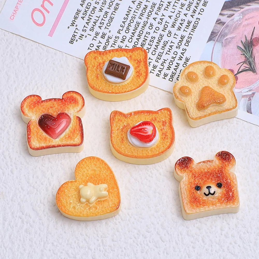 6pcs Cute Cartoon Toast Resin Fridge Magnets Creative Decorative Magnetic Magnets for Home Kitchen Office Whiteboard