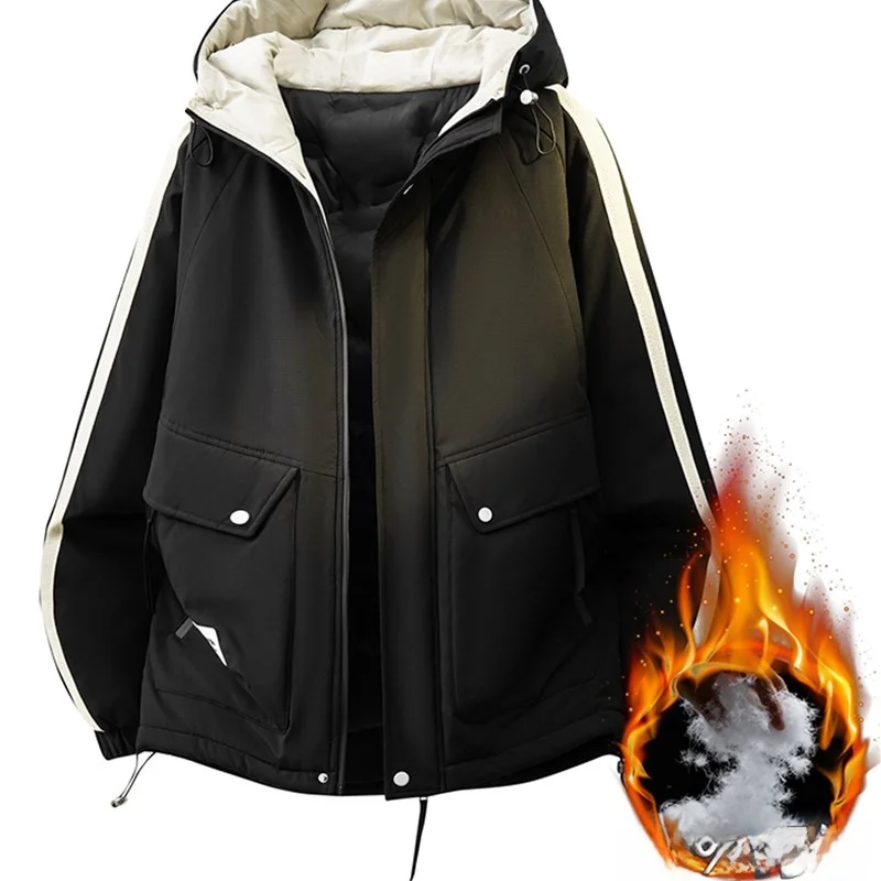 

plus Size Hooded down Jaet Men's Winter New Sle Windproof Warm Thi White Du down Coat Anti-Drill Polyester Fabric