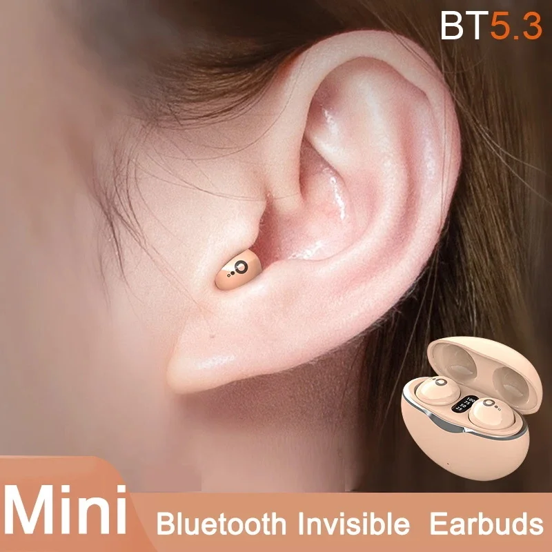 

2023 Mini Bluetooth Headset 5.3 Invisible Earbuds Wireless Headphones TWS Noise Reduction Sleeping Earphones For Music Home Work