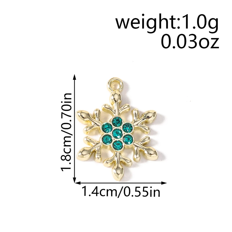5 Stück niedliche, gemischte Kristall-Metall-Weihnachts-Schneeflocken-Blumen-Charms für die Schmuckherstellung, Anhänger, Halsketten, Ohrringe, DIY-Bastelbedarf – Detail 4