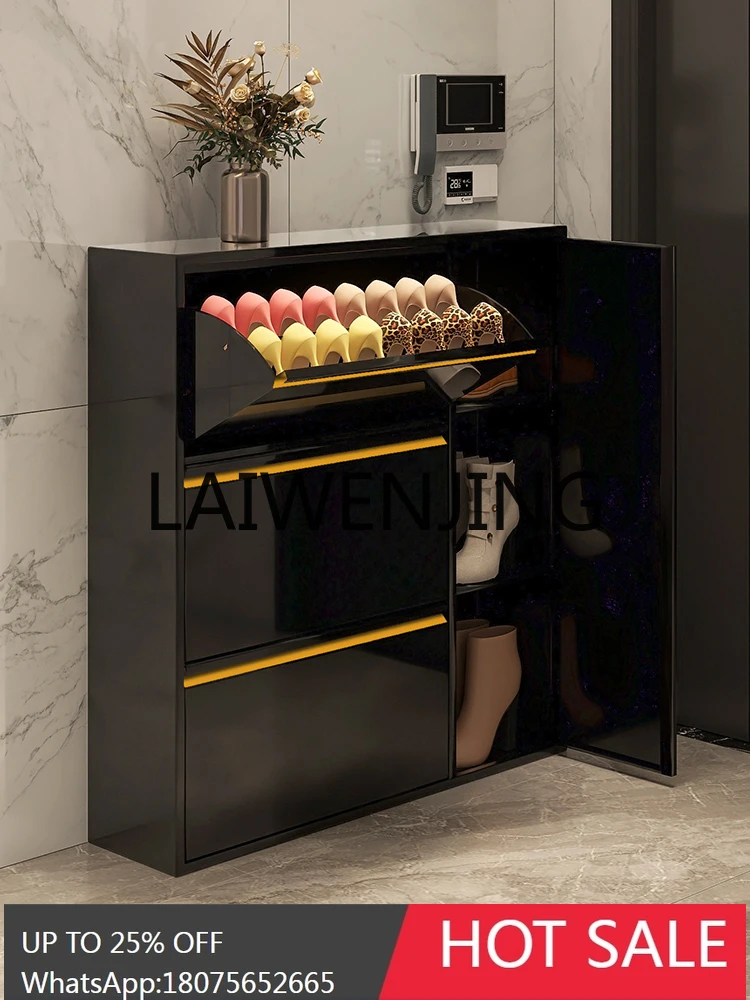 RWJ Tilting Home Doorway with Stool Large Capacity Narrow Edge Entrance Cabinet Integrated