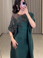 Charmante robe de soirée musulmane à col rond, caftan brodé chic, droite, offre spéciale, robe de bal pour femmes, magnifique tenue de Cocktail arabe 2