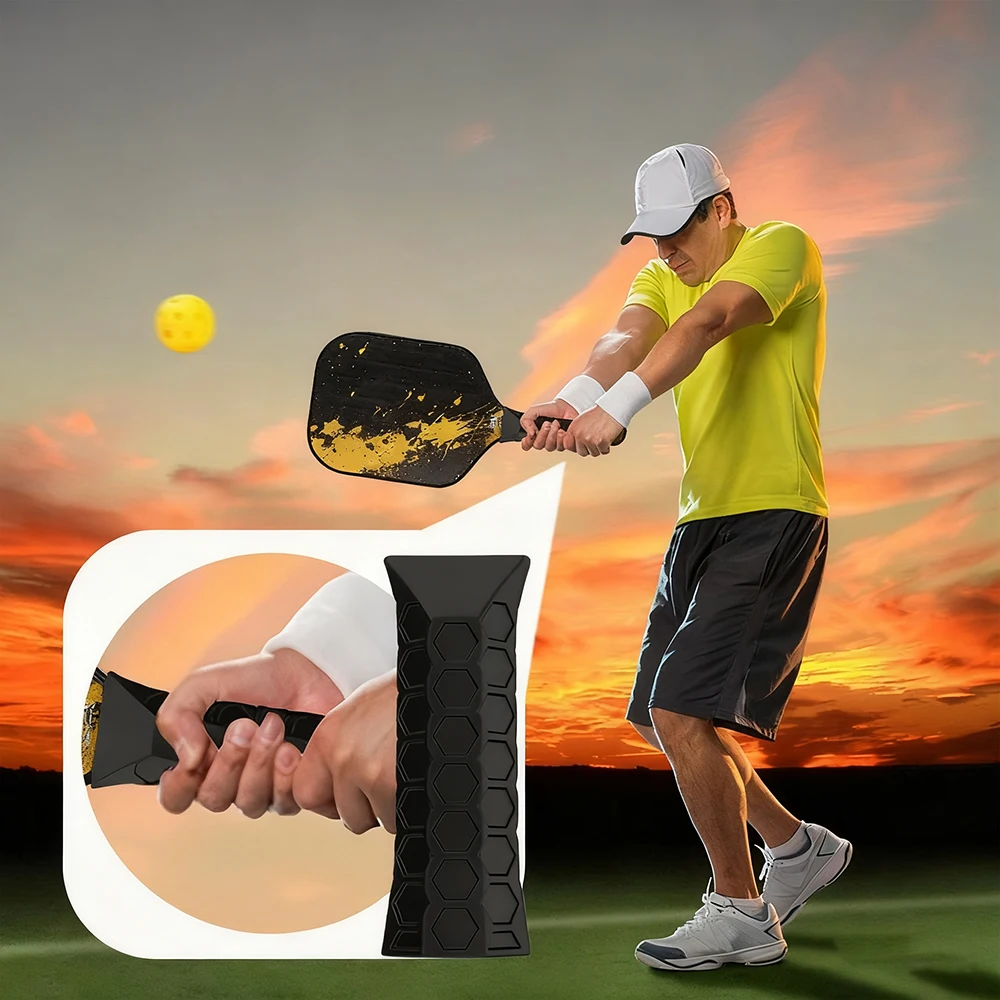 

Anti-slip Racket Handle Protection Cover High Elastic Silicone Cover Octagonal Honeycomb Pickleball Racket Grip Cover