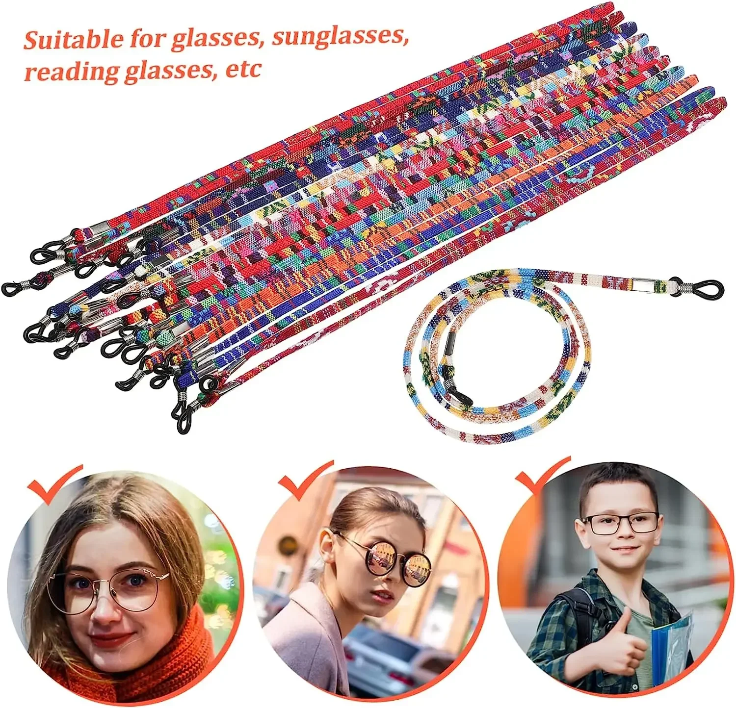 1/5pcs Colorful Cotton Sunglasses Strap Eyeglass Chain Reading Glasses Chain String Holder Neck Cord Eyewear Glass Necklace