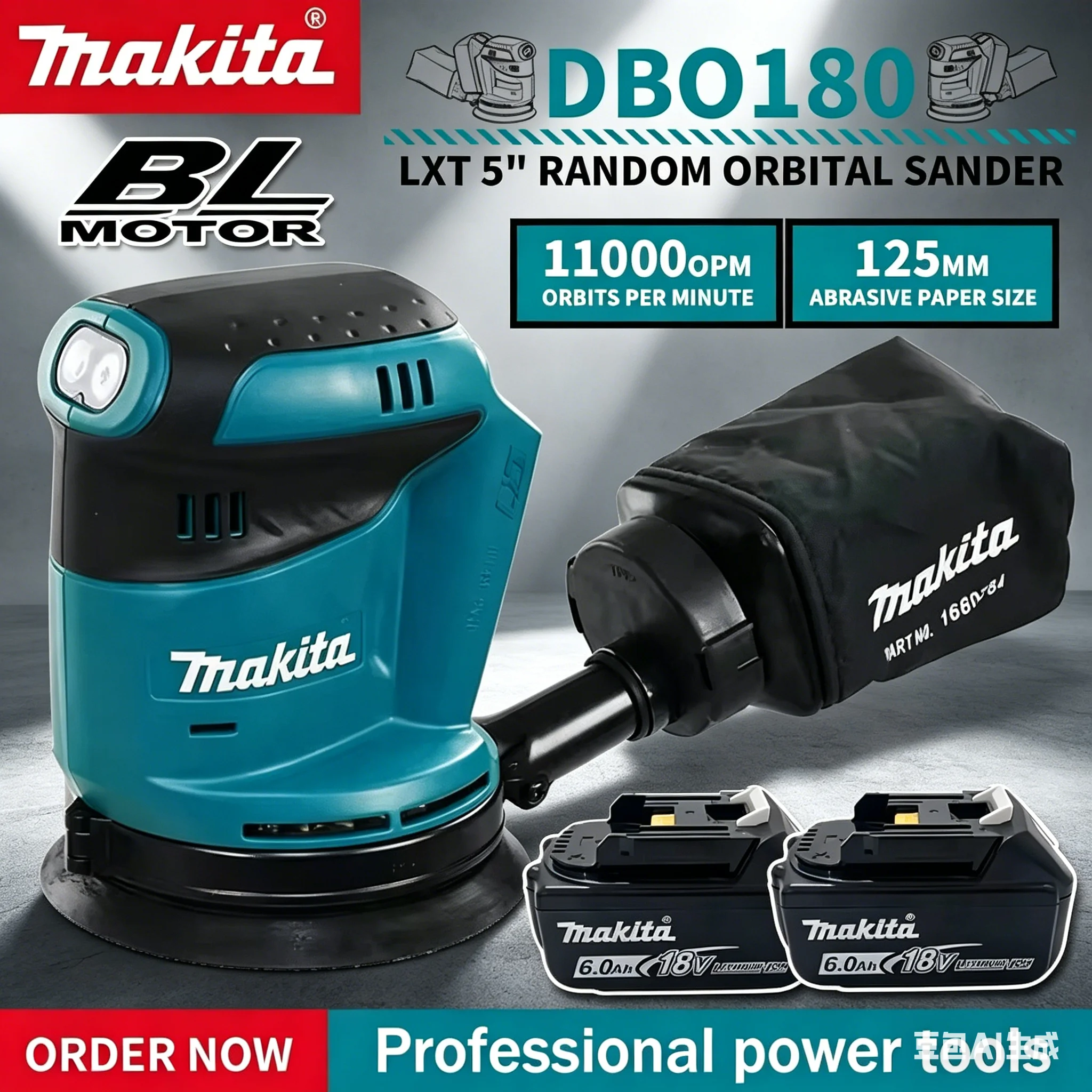 

Бесщеточная эксцентриковая шлифовальная машина Makita DBO180Z (аккумуляторная, без аккумулятора и зарядного устройства) для обработки дерева, шлифовки и полировки, только инструмент