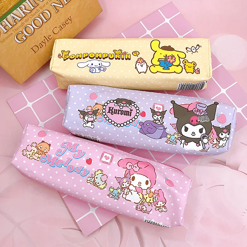 Kawaii Cinnamoroll Kuromi My Melody Sanrio Pencil Pouch Pen Case Cute Cosmetic Storage Bag Student Supplies Stationery Gifts