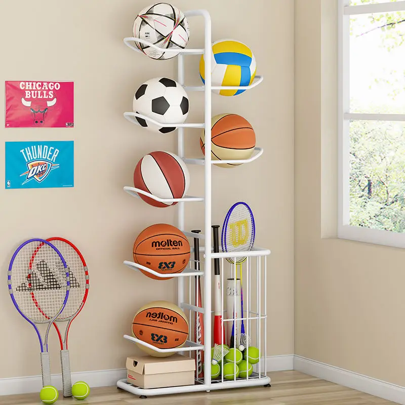 Football Shelf Basketball Organizer Storage Container Steel Retail Store Display Ball Rack
