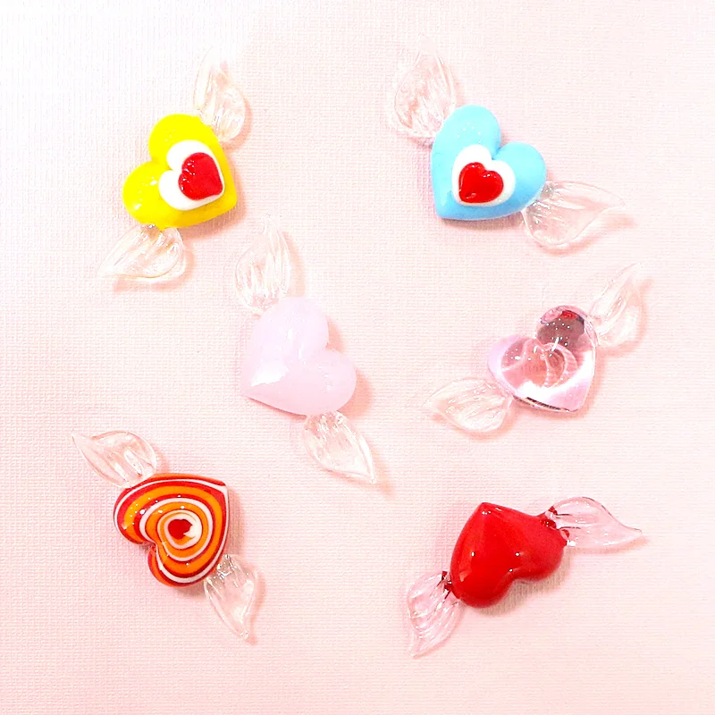 2pcs Cute Murano Glass Sweet Candy Creative Heart Shape Craft Ornaments Home Table Decoration Xmas Wedding Party Gifts for Girls