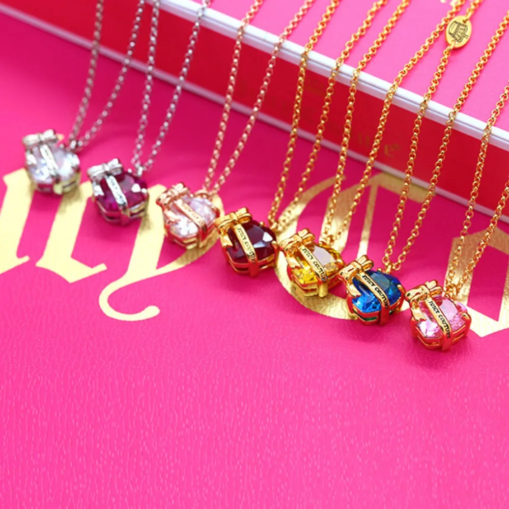 

Minimalist Fashion Candy Color Heart Crystal Clavicle Chain Versatile Niche Bow Zircon Necklace Trendy Jewelry For Women gifts