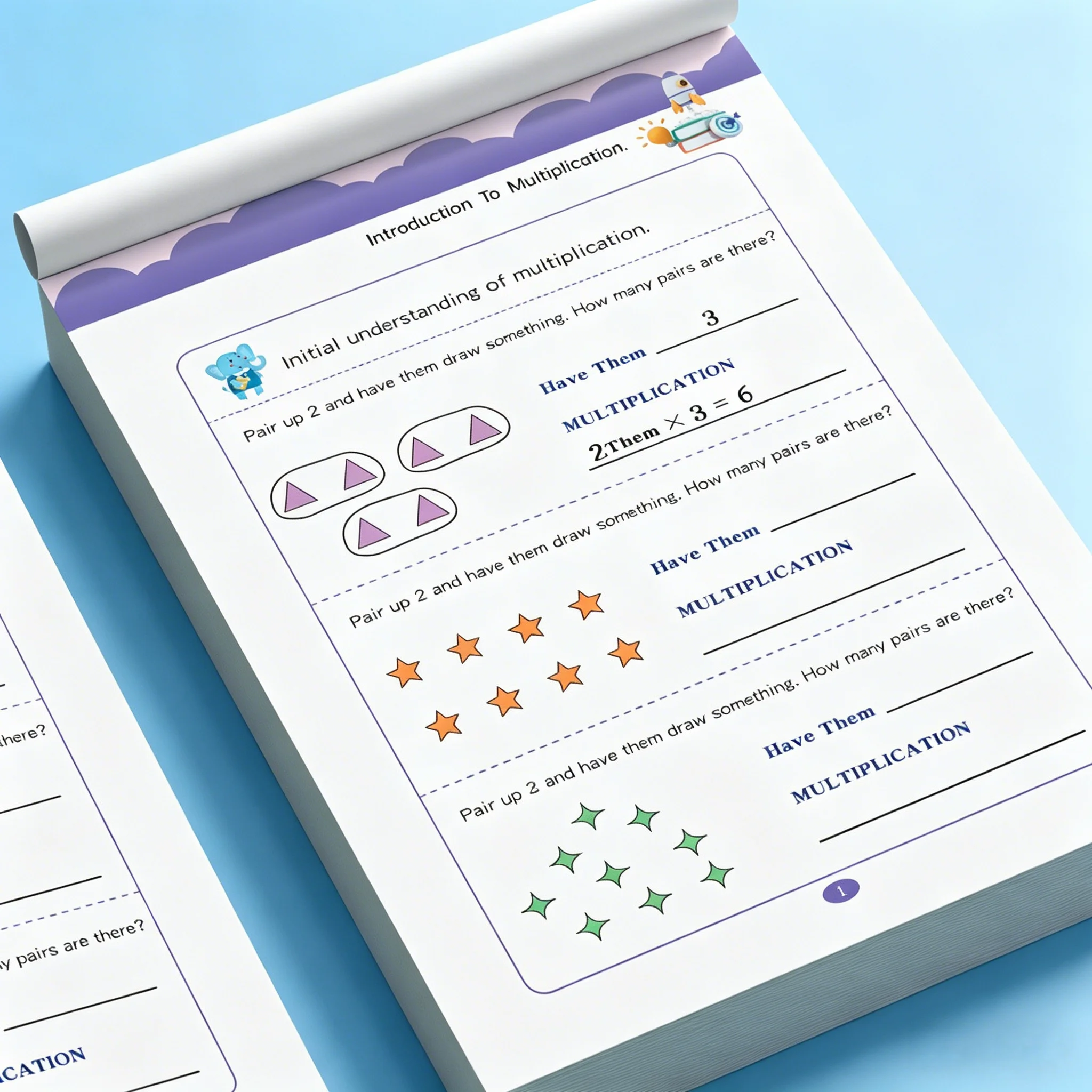 Preschool Multiplication Introduction Workbook, 32 Pages Kids First Math Activity Book, Early Arithmetic Learning Tool