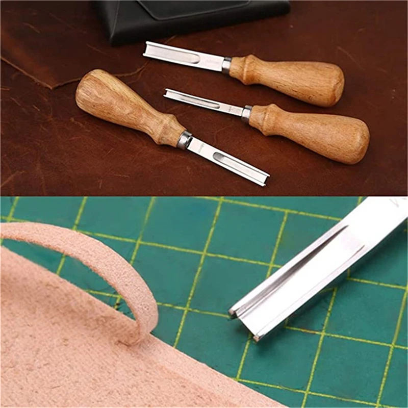 Leatherwork Products - 木製グリップハンドカッティングツール、複数のサイズ展開、手作りDIYクラフト、革加工生産作業用の革の端をトリミングします。