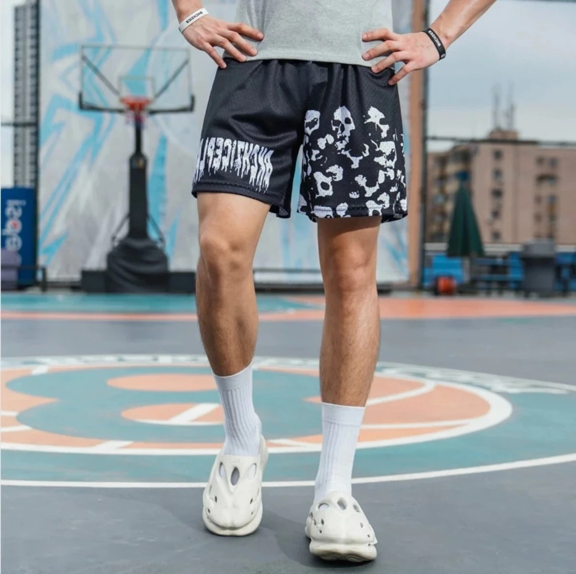 New Skull Pattern Sports Shorts Breathable Quick Drying Ball Shorts Streetwear Style Summer Beach Men's Casual Outdoor Shorts