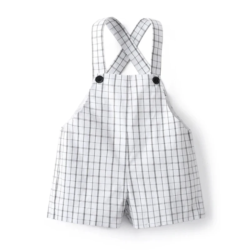 2024 Baby Boys Shorts Summer Kids Newborns Boy Gentleman Suspenders Plaid Pants Fashion Formal Children\'s Clothing Outfits