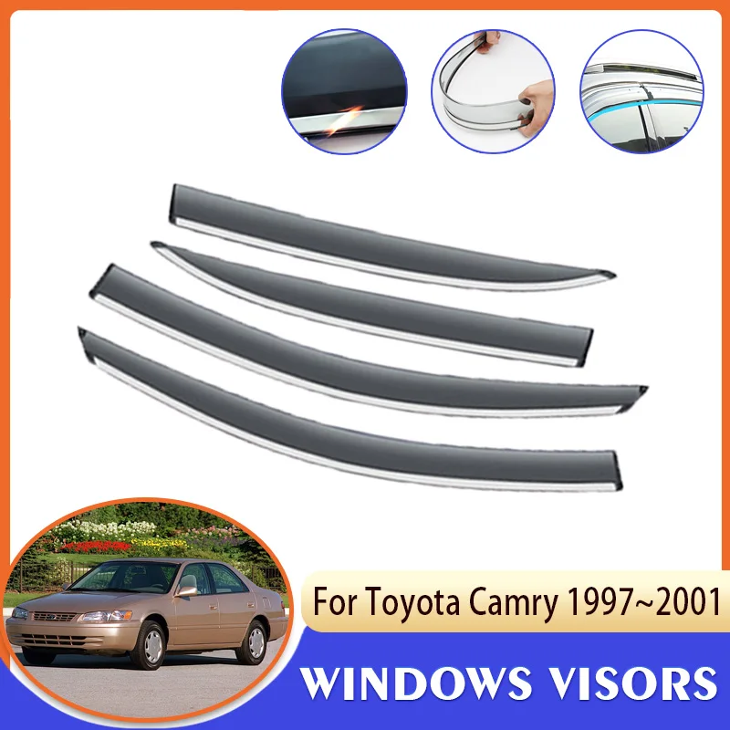 4PCS Car Side Window Visor For Toyota Camry Daihatsu Altis XV20 1997~2001 Vent Awning Sun Rain Deflectors Accessories 1998 1999