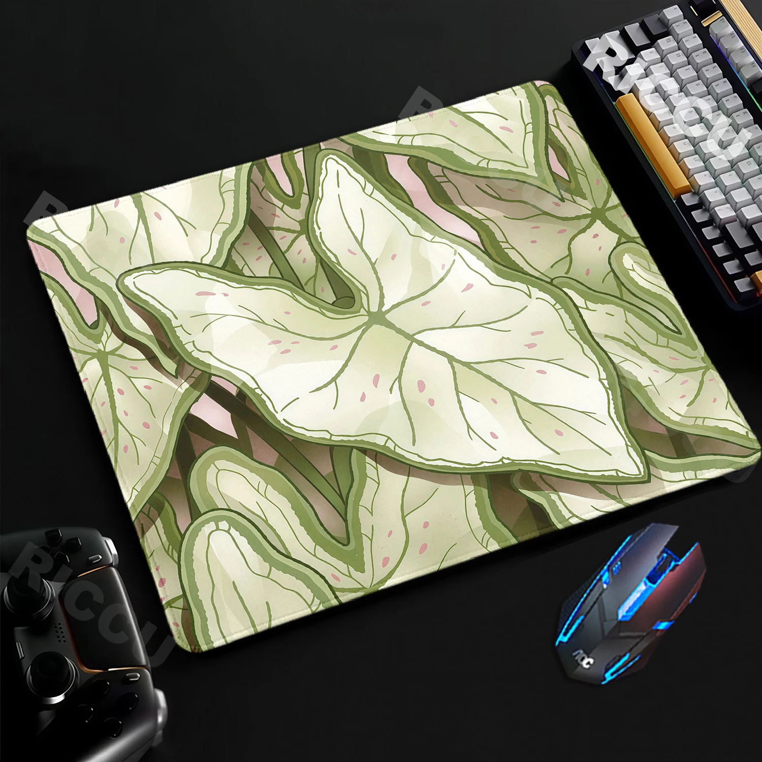 Plants Leaf Mousepad Green Leaves Aesthetics Mouse Pad Office PC Desk Accessories Gaming Desks Mat E-Sports Rubber Base Carpet