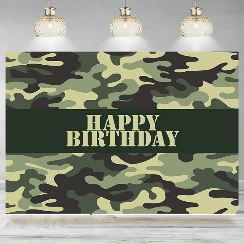 Army Soldier Birthday Party Decoration Backdrop Army Green Camouflage Photography Background Cake Table Banner Photo Props