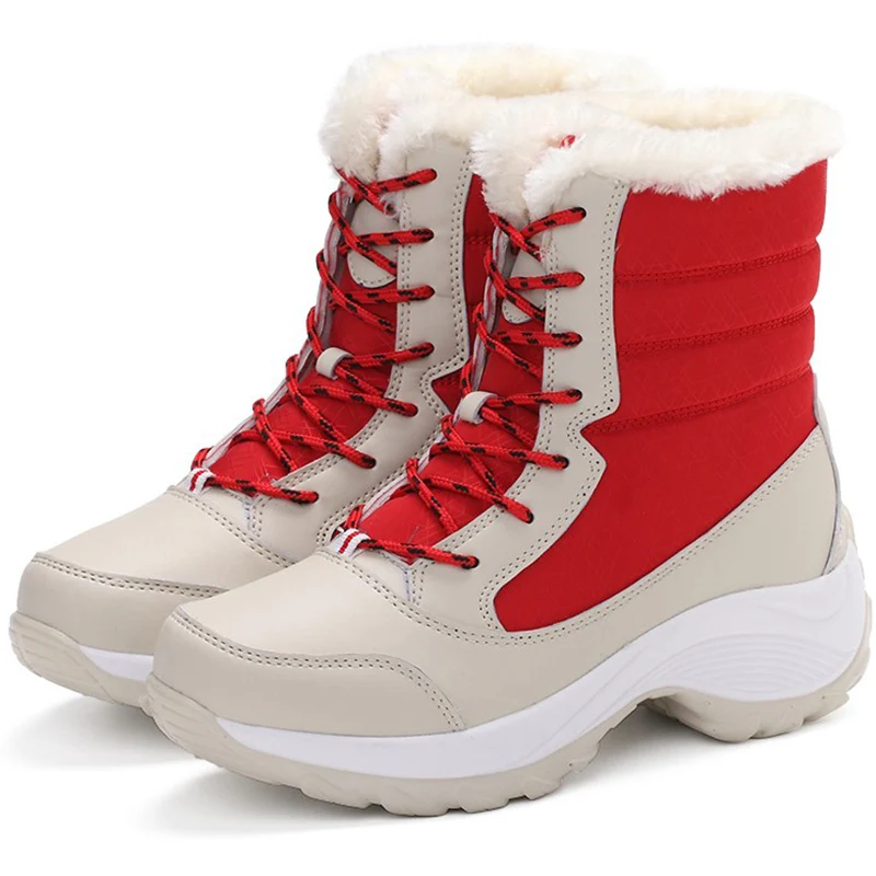 Botines ligeros con plataforma para Mujer, Botas de tacón para mantener el calor en la nieve, Invierno