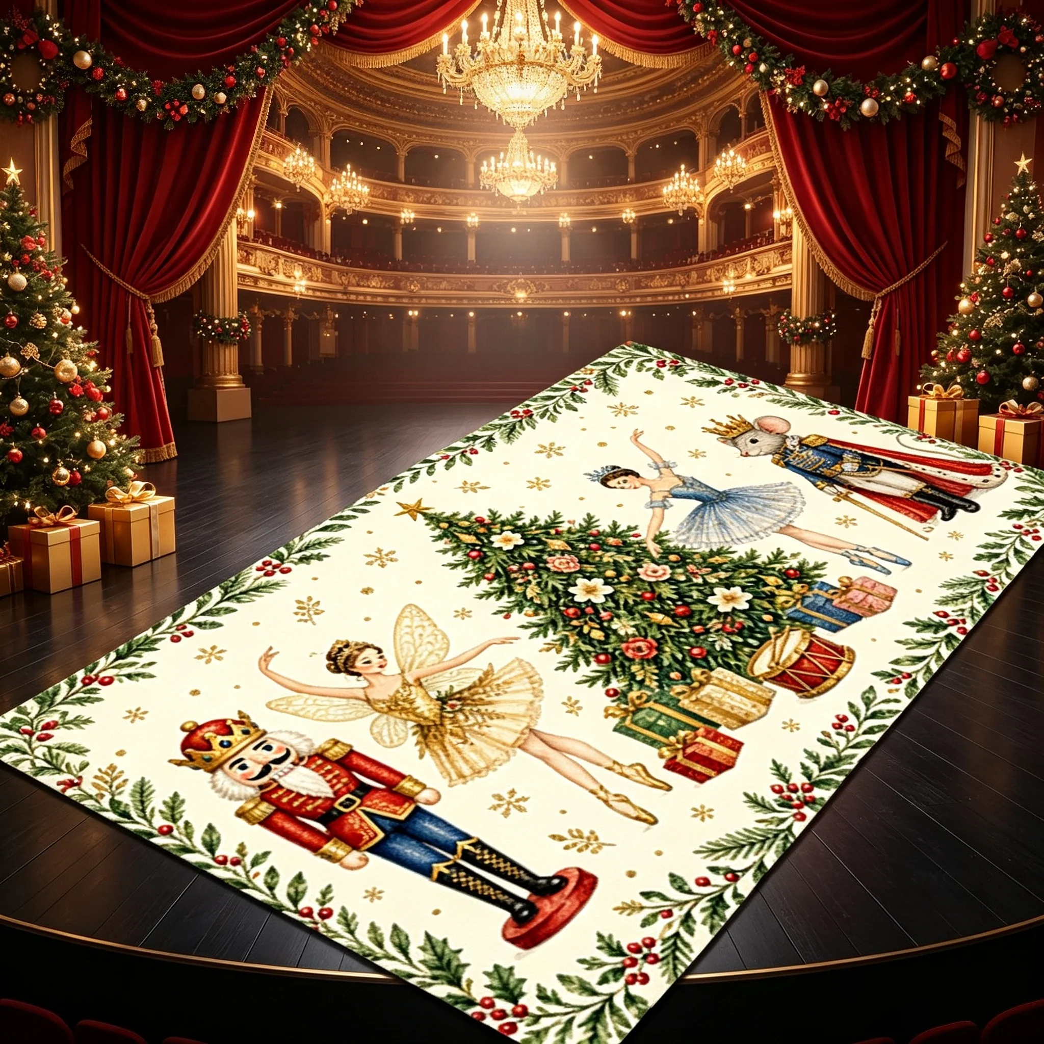 Xmas Nutcracker Soldier Fairy Dancer Kitchen Counter Mat Super Absorbent Dish Drying Pad Table Mat For Winter Use