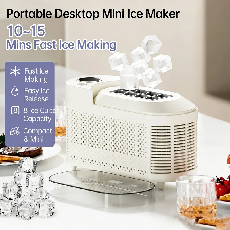 

Portable Outdoor Camping Car 8 Grids DV12V Desktop Ice Maker Machine Electric Power RV Quick Freezing Bottled Water Maker