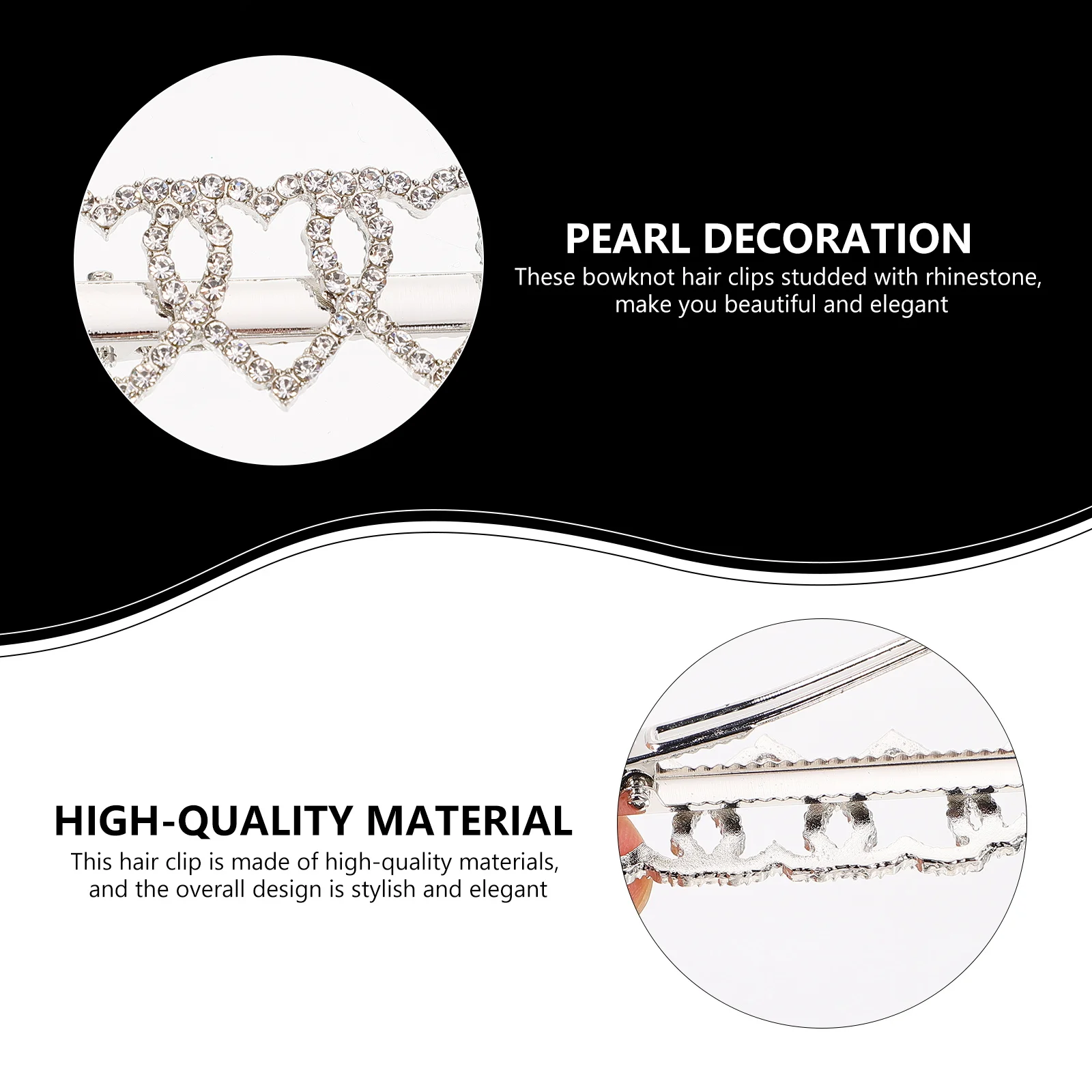

2pcs Heart Clips Rhinestone Tassel Elegant Wedding Prom Decorative Side Hairpins Bang Clamps For Dresses T-Shirts Accessories