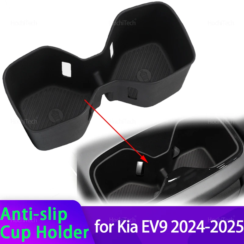 مسند ذراع السيارة الخلفي حامل أكواب الماء الملحقات الداخلية لكيا EV9 MV 2024 2025 التحكم المركزي حامل مشروبات صندوق تخزين