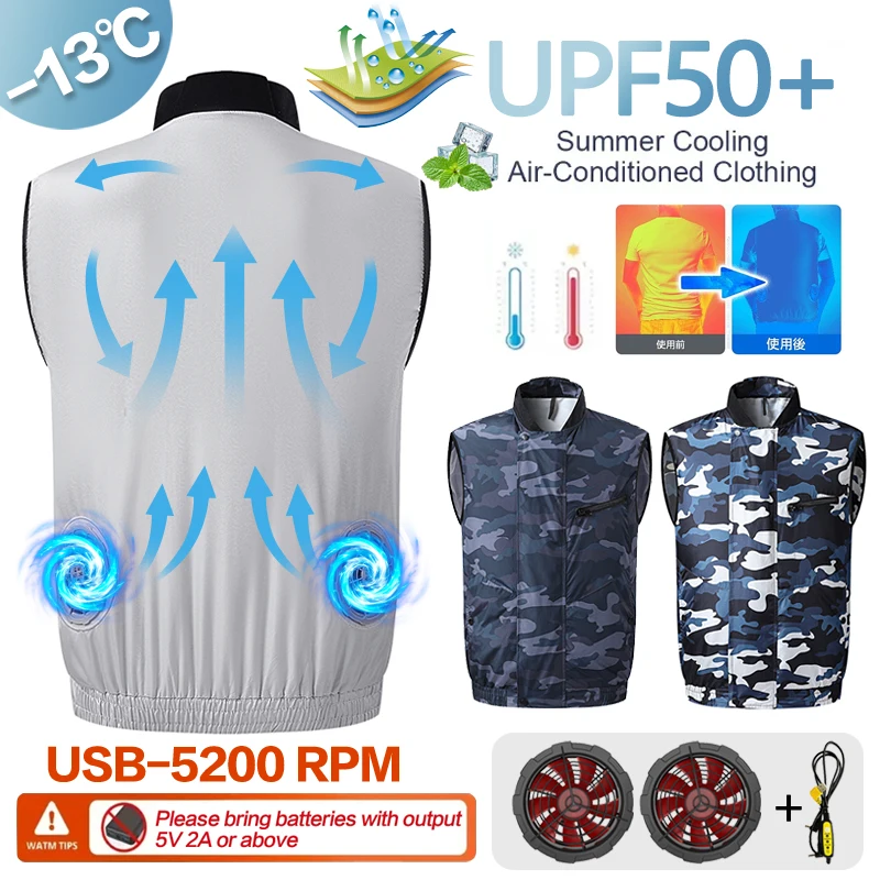 Summer Cooling and Heat-Relief Air-Conditioned Vest for Men, Outdoor Electric Welding Site Safety Gear, Electric Charge Belt Wit