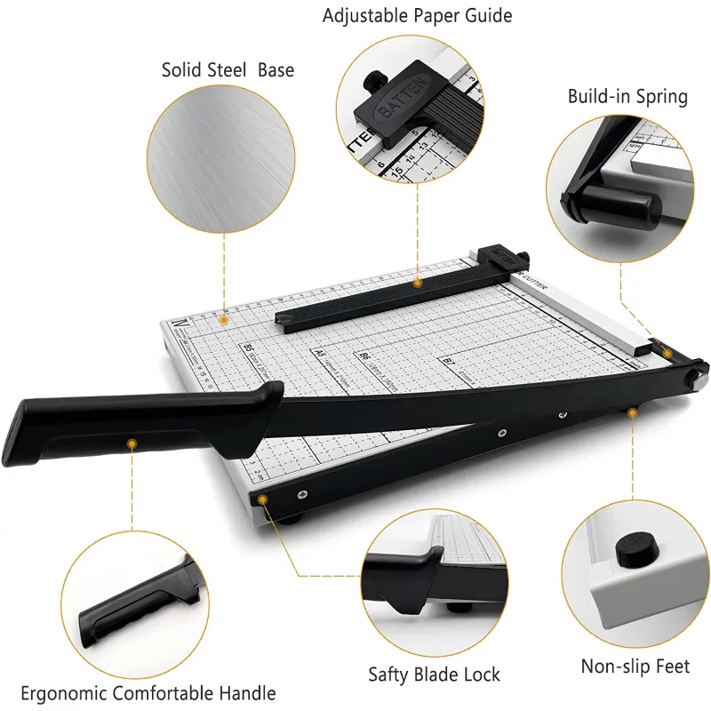 Paper Cutter Guillotine Paper Trimmer 12 Inch Length Heavy Duty Stack Slicer for Card Stock Cardboard Photos Laminating Sheets