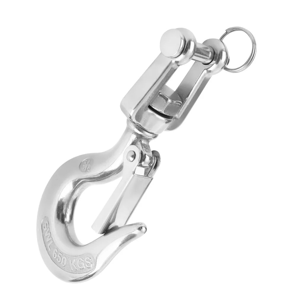 304 الفولاذ المقاوم للصدأ Clevis خطاف الانزلاق النوع الأمريكي الفك والعين قطب خطاف رفع مزلاج السلامة 650 كجم تحميل العمل