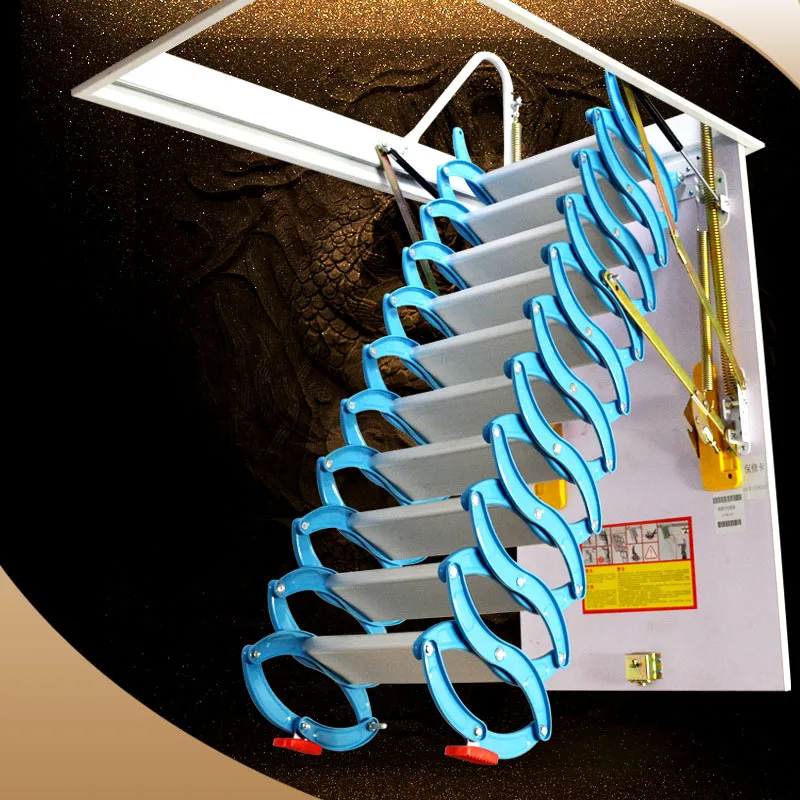 Thickened and widened loft stairs Home indoor telescopic villa Duplex lift folding stairs