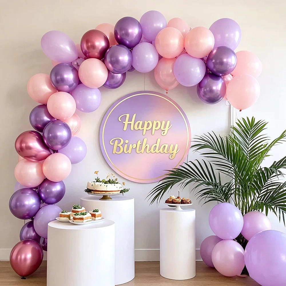60/70 Stück Rosa Lila Partyballons Rote Violette Metallic-Latexballons für Mädchen Geburtstag Hochzeit Partydekoration Babyparty – Detail 5