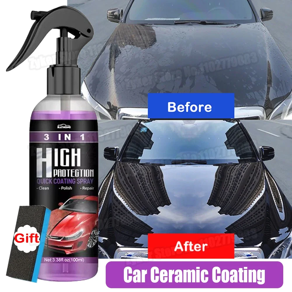 3 In 1 Car Paint Repair Quick Coating Spray High Protection Shield Coating Exterior Restorer Ceramic Spray Coating Quick Amagi