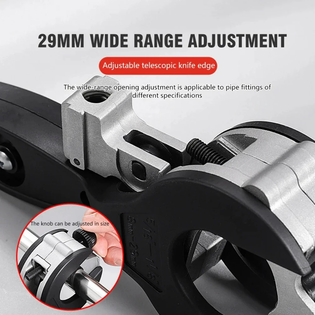 2025 جديد العالمي تصعيد أنابيب القاطع 8-29 مللي متر الفولاذ المقاوم للصدأ ل النحاس الألومنيوم السباكة خرطوم السقاطة مقص