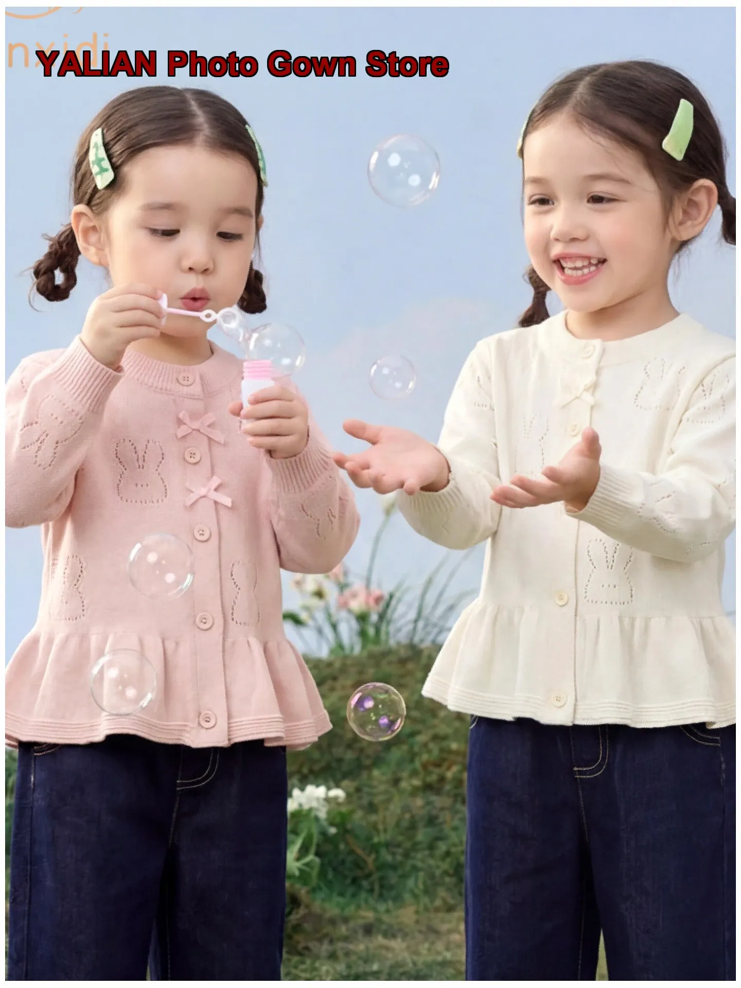 Girls Knit Cardigan Kids Autumn Spring Round Neck Button Front Stylish Jacket Toddler