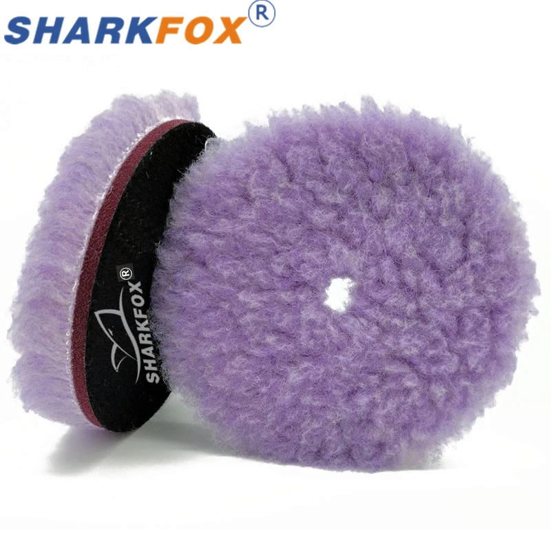 Sharkfox 5/6 Inches Wool Polishing Disc DA Polisher Pads Lambs Wool Polish Pad  Car Beauty Buffing Buffer Self-adhesive