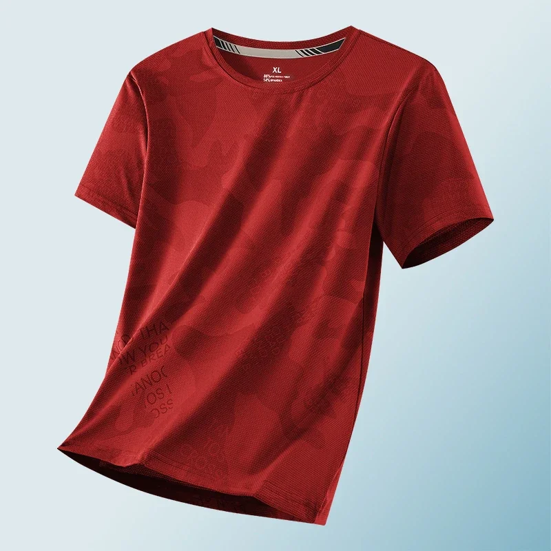 2026 Neues Übergrößen-T-Shirt für Herren, Sommer-Dünnshirt aus Eisseide, Schnelltrocknend, Halbarm, Kühle Sensation, Freizeit-Oberteil